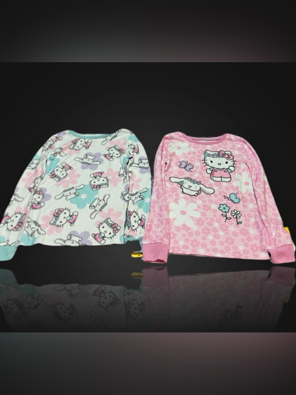 Sanrio Hello Kitty Pink & Pastel Floral Long Sleeve Tops size 8